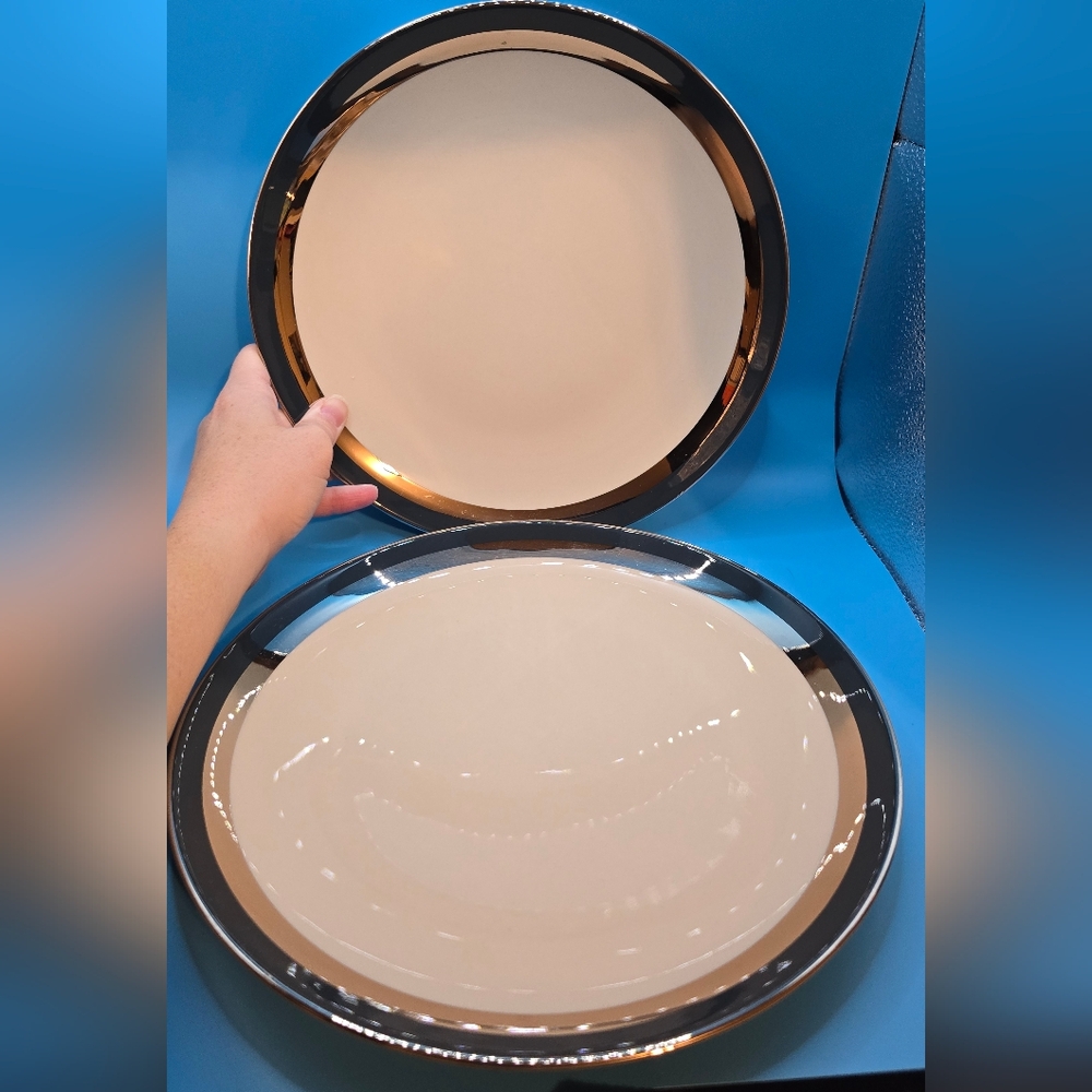Set of 2 Gorham Fine China Contessa PLATINUM Dinner Plate Vintage MCM